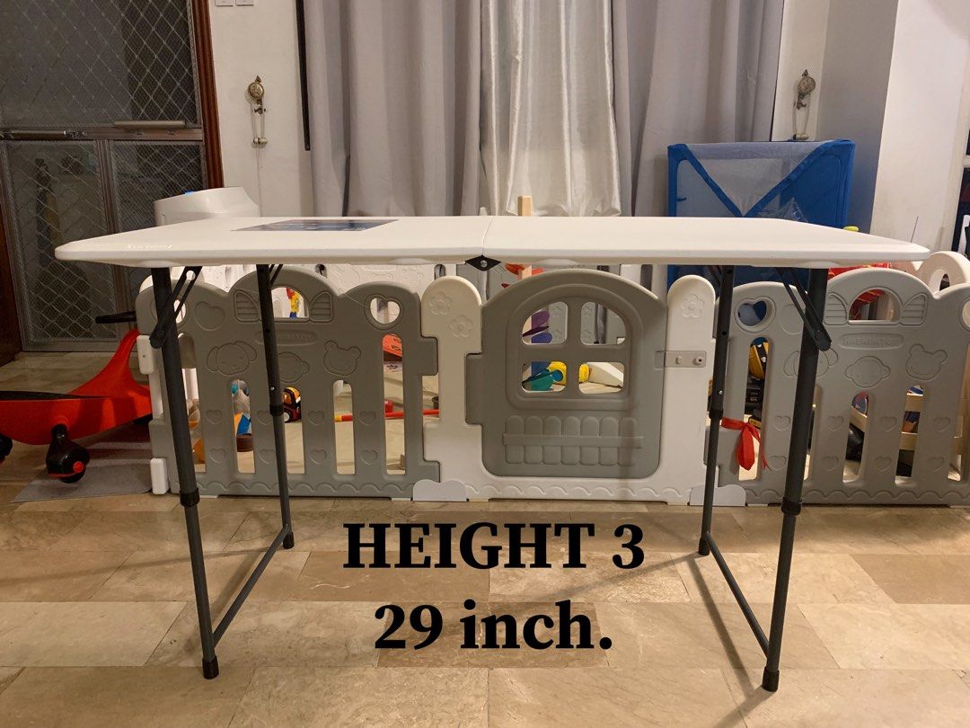 Foldable Table 4FT | Study Table | Outdoor Table | Portable Table (Category: Tables & Sets) located in Marikina City. Submitted by mom.open.cabinet (Listing ID 1216034893, Image 3). Description: •Selling Foldable Table •Adjustable 3 heights (Pls. Refer pictures 1,2 & 3) •Very usable for OUTDOOR, HOMESCHOOL, WFH or Personal use. •MINIMALIST Location: Marikina ‼️LOWEST PRICE COMPARE TO MALL PRICE.. ORIGINAL LIFETIME BRAND‼️.