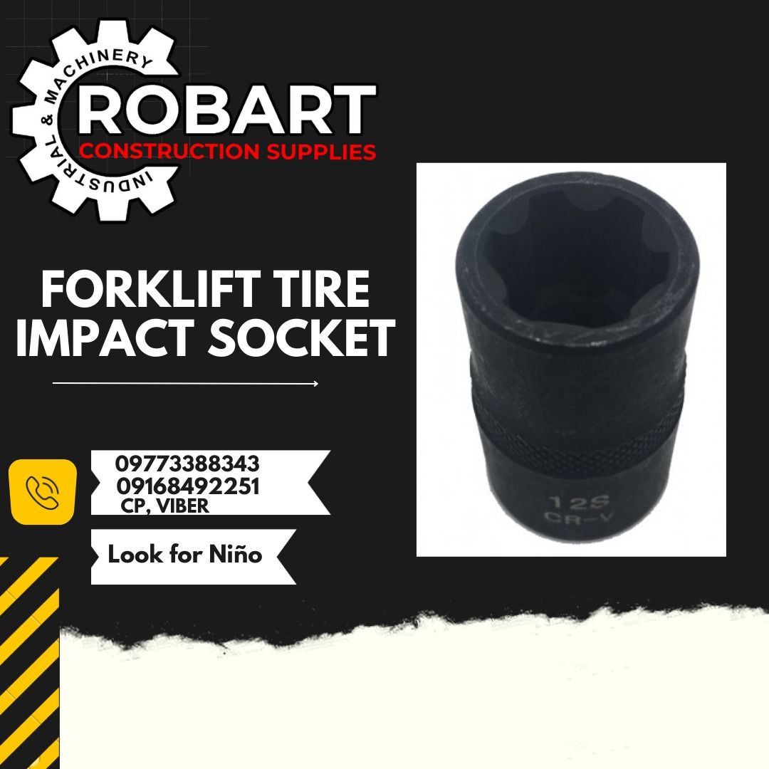 FORKLIFT TIRE IMPACT SOCKET (Category: Construction Tools & Equipment) located in Manila. Submitted by ninoparede24925 (Listing ID 1215910877, Image 1). Description: FORKLIFT TIRE IMPACT SOCKET for TCM 1/2" sq. dr. x 12S Product Code: -0650-0203 (912 S) BRAND:LOTA - - for faster transaction: look for:Niño Paredes call/text/viber:09168492251 :09773388343 or direct message #RobartConstructionSupplies #robartph #constructionmaterials #industrialsupp
