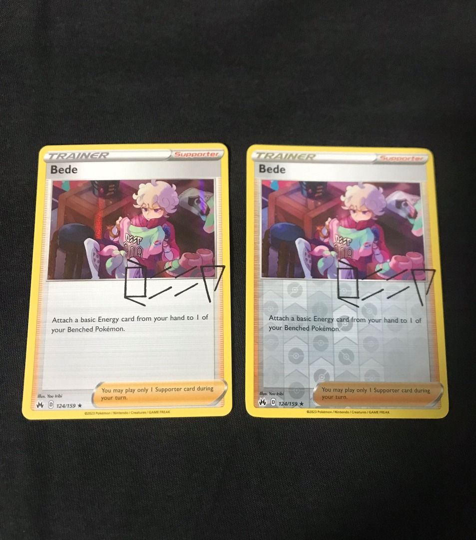Pokemon TCG Trainer Bede (124/159) Supporter Signature Card Holo-foil &  Reverse Holo-foil, Crown Zenith, Hobbies & Toys, Toys & Games on Carousell