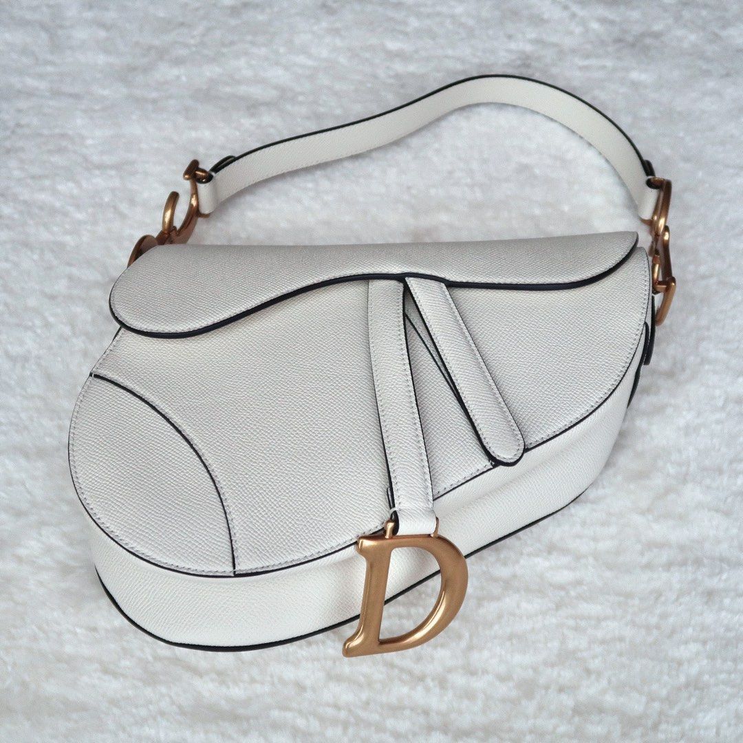 Mini Saddle Bag with Strap Latte Grained Calfskin