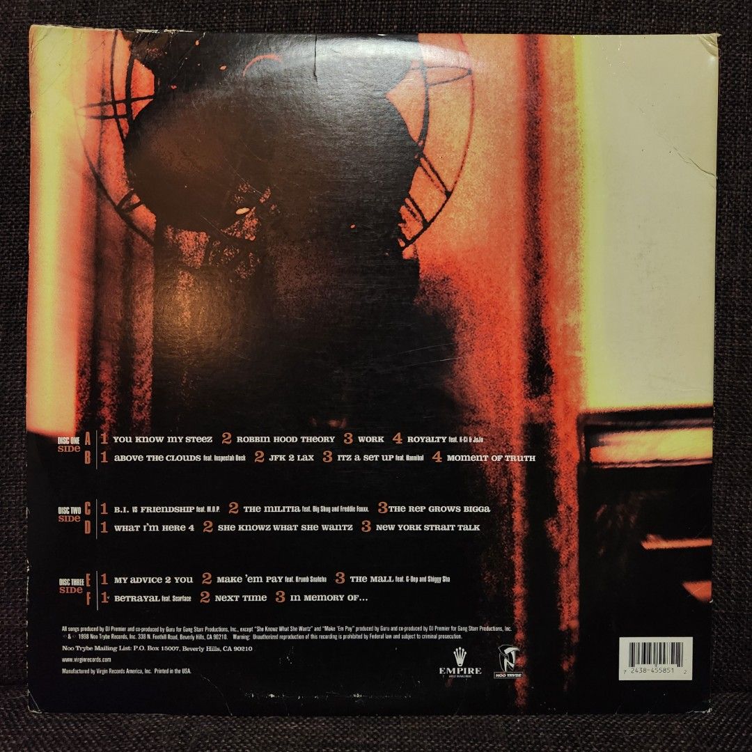 ＵＳオリジナル盤 GANG STARR MOMENT OFTRUTH ＬＰ３枚組 Gang Starr / Moment Of Truth 1998 Original 3LP Vinyl Noo
