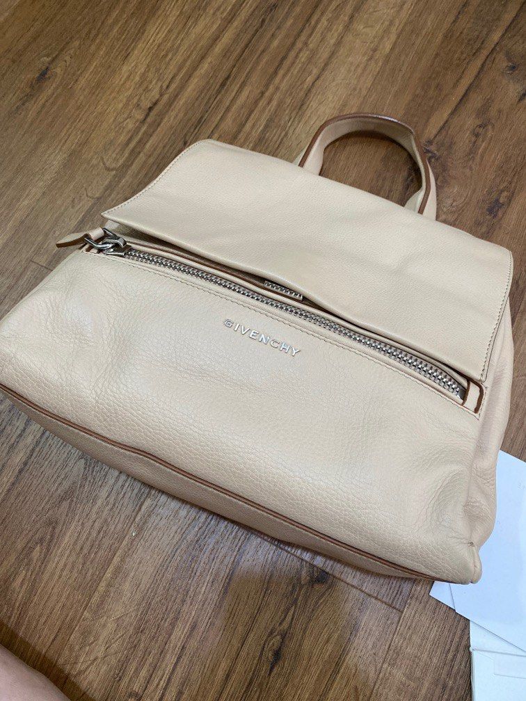 Givenchy Pandora Pure bag (Category: Luxury Bags & Wallets) located in Pasig City. Submitted by restorefashion (Listing ID 1215935684, Image 2). Description: Very lightly used Pandora flap in nude beige color Complete with care card,shoulder strap and dust bag Silver hardware.