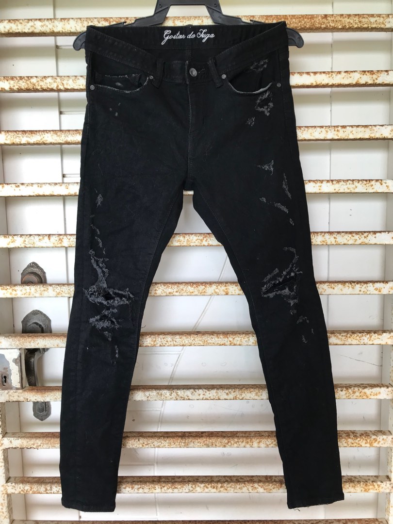 Gostar de Fuga Ripped Jeans Skinny Super Black Waist 29 Authentic, Men ...