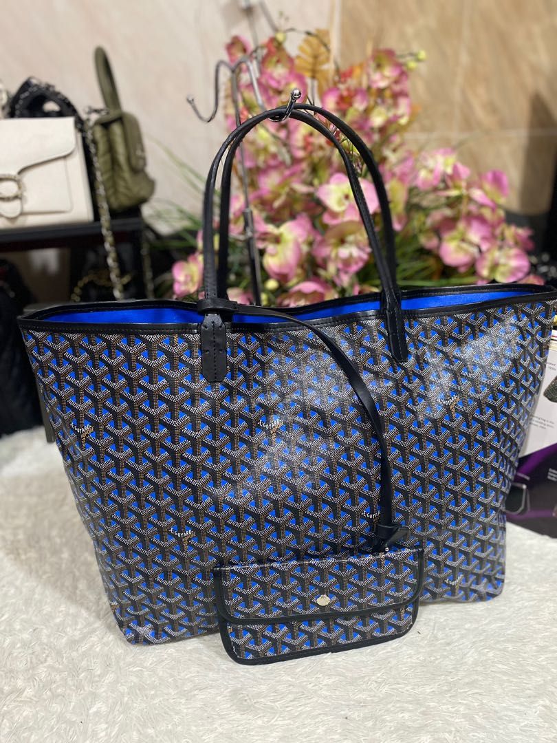 Goyard PM Saint Louis Claire Voie White & Blue Tote Bag, Women's Fashion,  Bags & Wallets, Tote Bags on Carousell