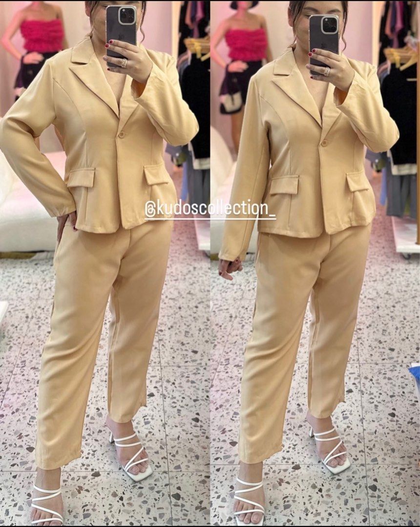 Green suit coords (Category: Sets or Coordinates) located in Manila. Submitted by a_hular (Listing ID 1215980231, Image 2). Description: Bought from an online store Original price Php850 Never used Green color Rfs: preferred other color.