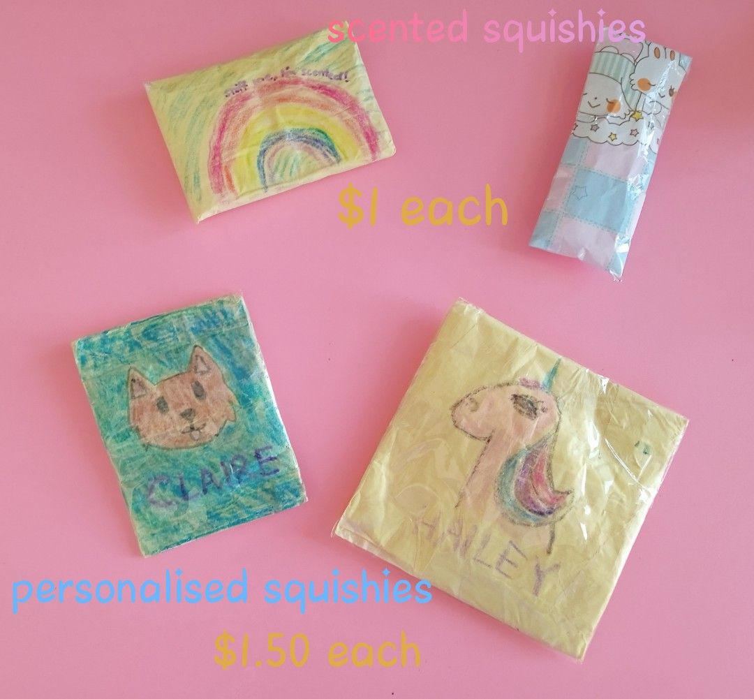 Handmade squishy toys, pop its and notebooks (Category: Stationery & School Supplies) located in Singapore. Submitted by claires_crafty_treehouse (Listing ID 1215897788, Image 2). Description: Handmade squishies, pop its and notebooks all for $2/$1.