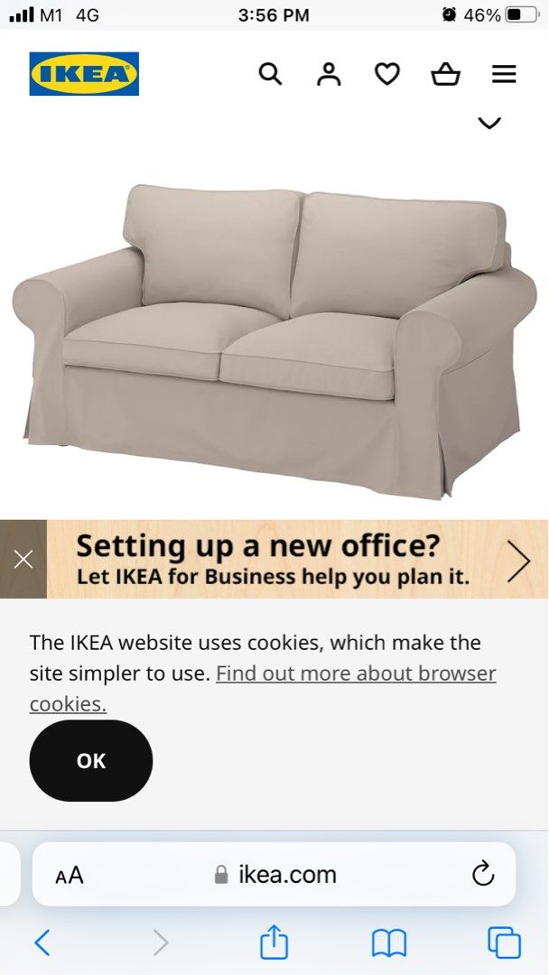 EKTORP ikea 2 seater Hardly used OP 475, Furniture & Home Living