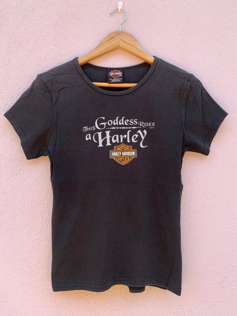 T-shirt Femme Harley-Davidson Blanc Avec Motif Or - Taille M, Occasion Très Bon état