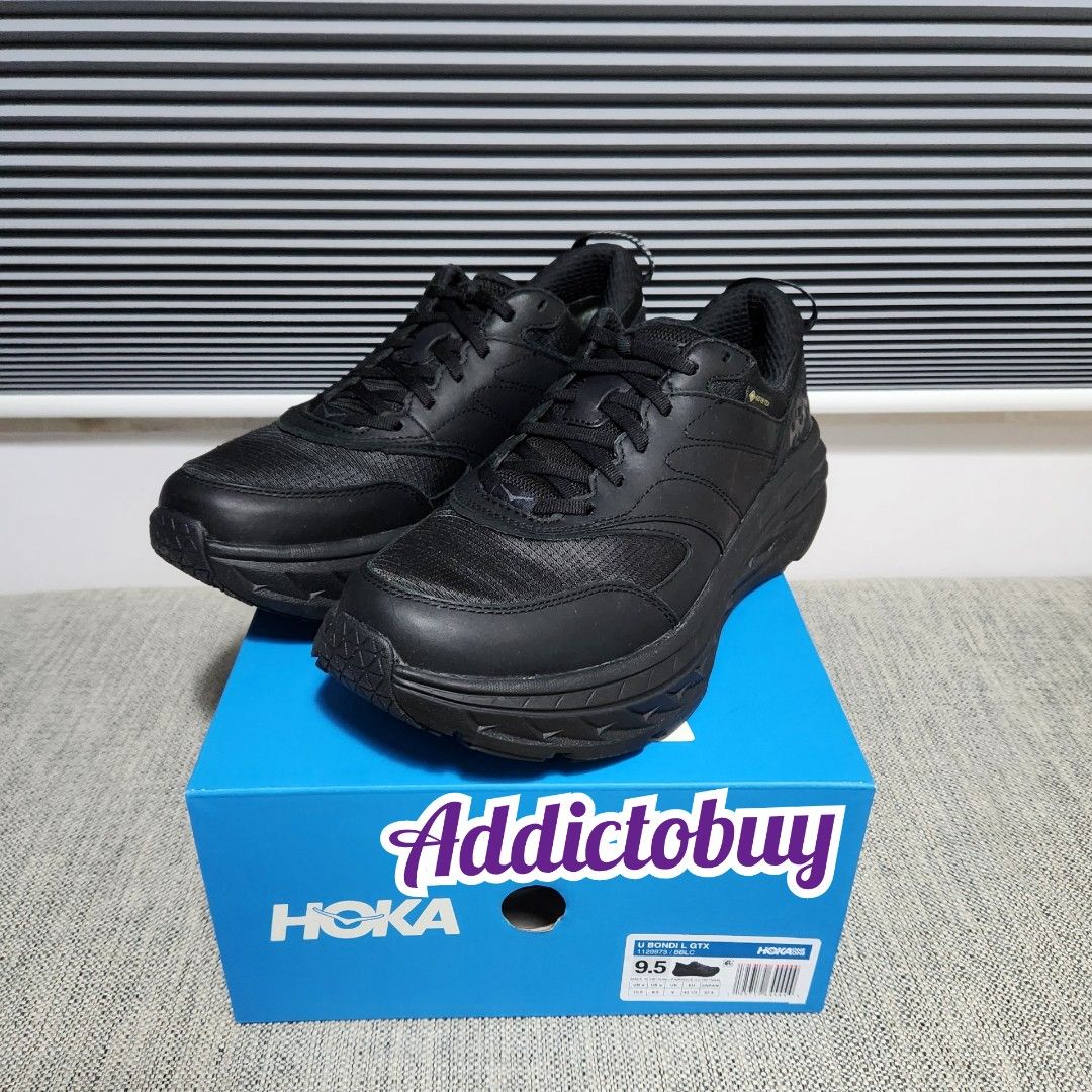 Hoka One One Bondi L 7 GTX Black Men Gore tex 現貨US9.5, 男裝, 鞋