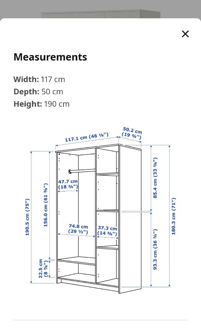IKEA Brimnes Wardrobe 3 door, Furniture & Home Living, Furniture, Other