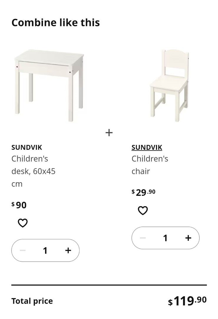 IKEA children table with storage and chair, Furniture & Home Living