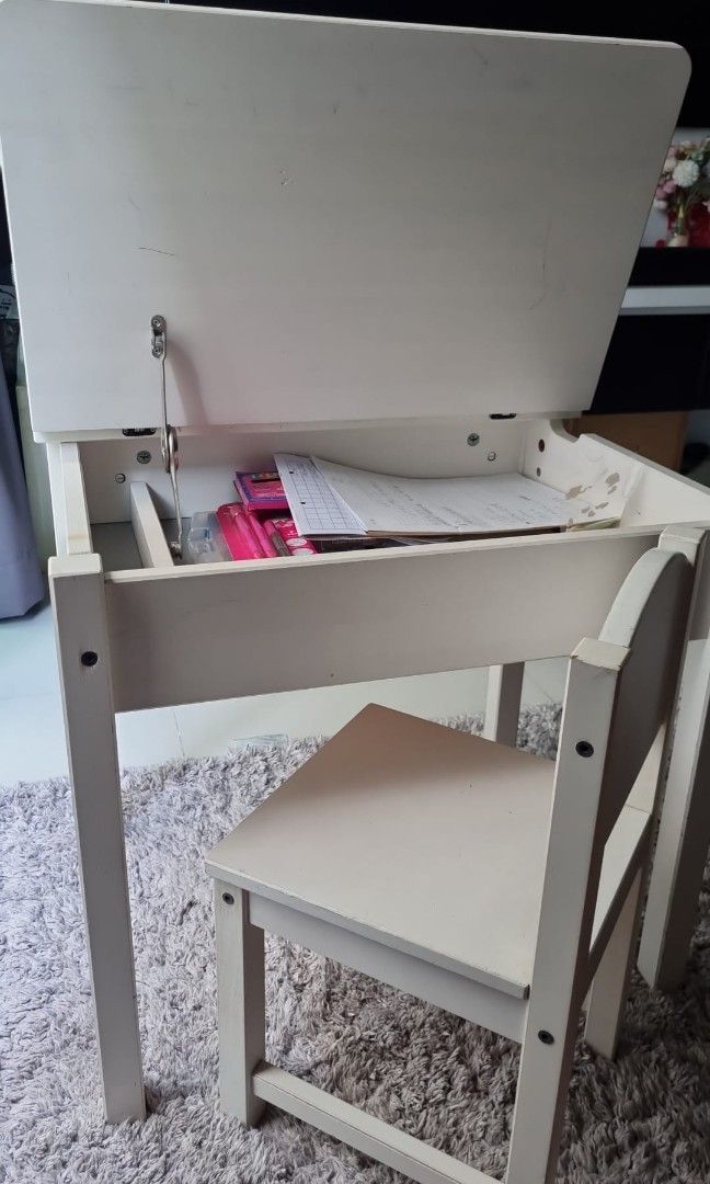 IKEA children table with storage and chair, Furniture & Home Living ...