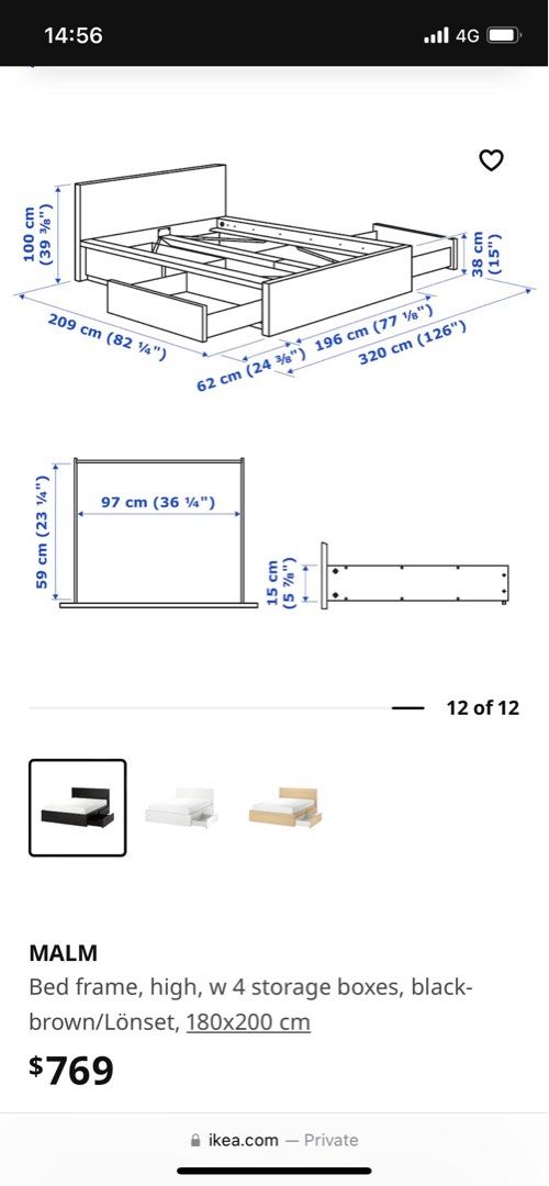 IKEA Malm King size bed frame, Furniture & Home Living, Furniture, Bed