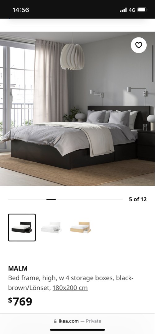 IKEA Malm King size bed frame, Furniture & Home Living, Furniture, Bed