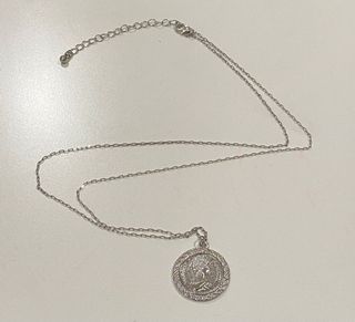 kalung silver necklace coin grunge punk