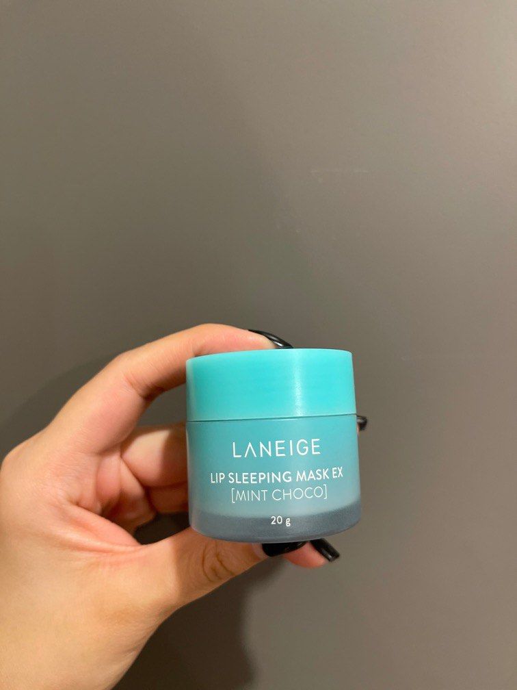 Laneige lip sleeping mask in mint choco (Category: Face Care) located in Quezon City. Submitted by wearagainbyjs (Listing ID 1215878075, Image 1). Description: 90% left.