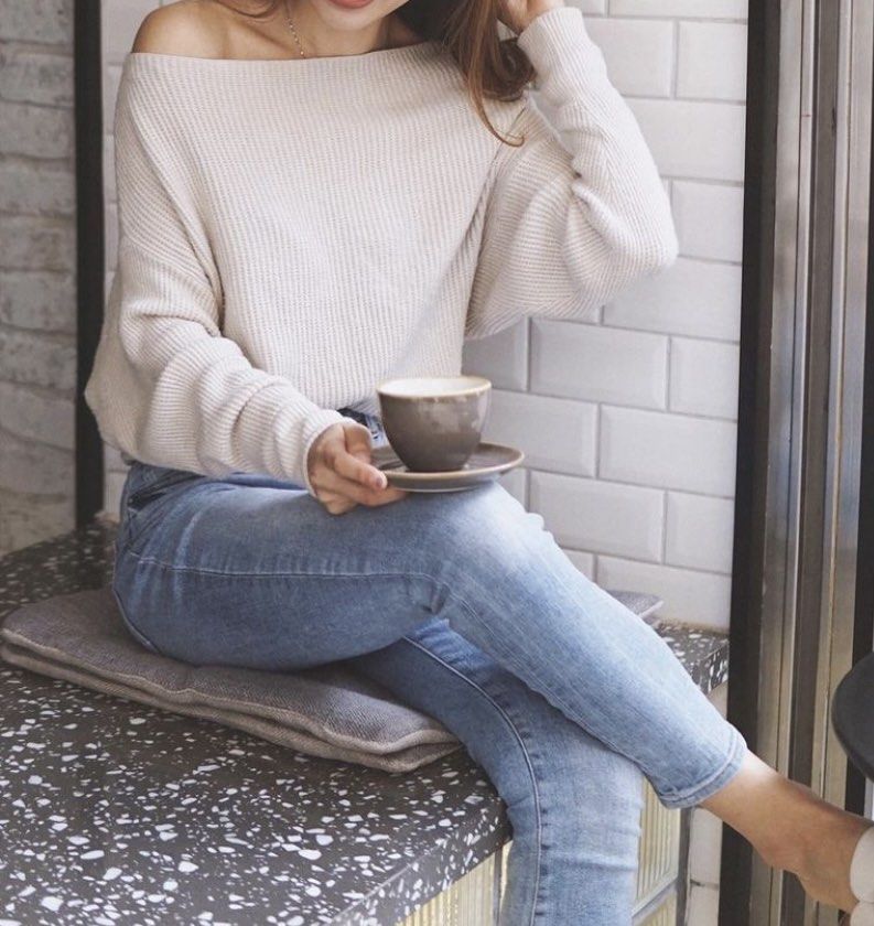 Lovestitch Off Shoulder Waffle Sweater