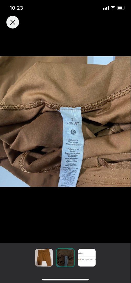 Stylish Copper Brown Lululemon Base Pace High Rise Tights - Size 8