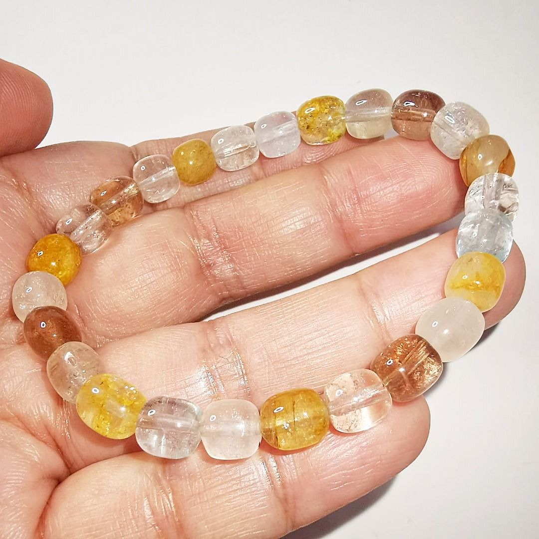 Multi color Topaz Vintage Wheel Bead Bracelet 7mm 66 90