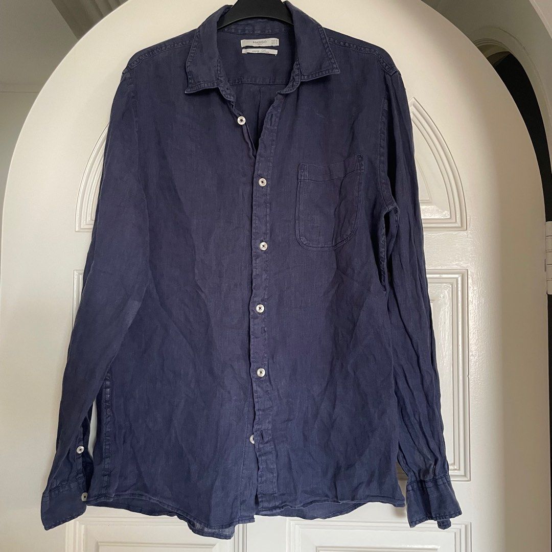 Virgo Linen Shirt - Navy Blue main image 1