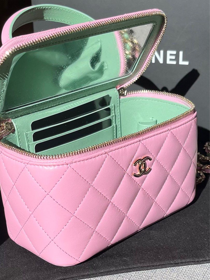 Chanel Vanity Shoulder Pink Multicolor Lambskin Women's Men's Bag Leather