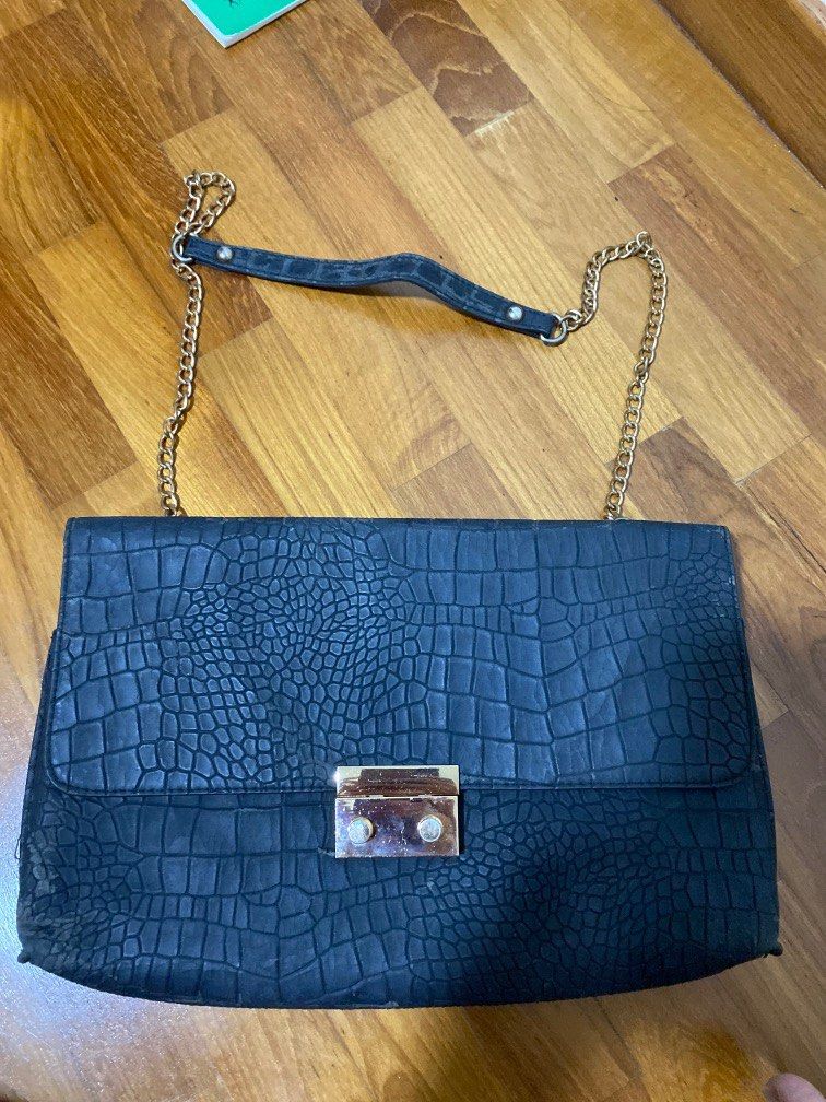 New look chain shoulder bag faux croc Women s Fashion Bags