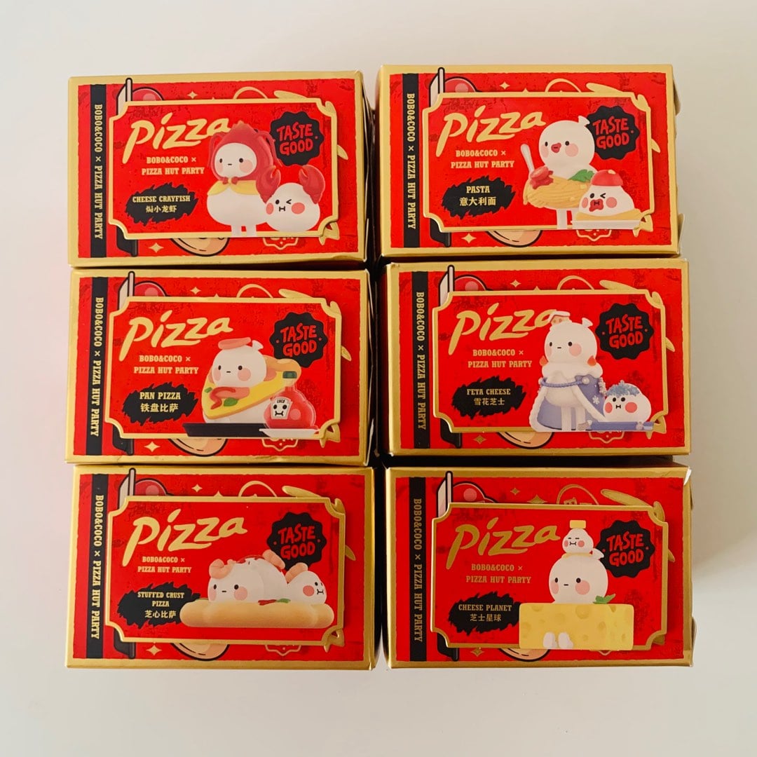 popmart bobo & coco limited edition sealed pizza hut party collaboration  figurines (bnif, bnib) full set, Hobbies & Toys, Toys & Games on Carousell