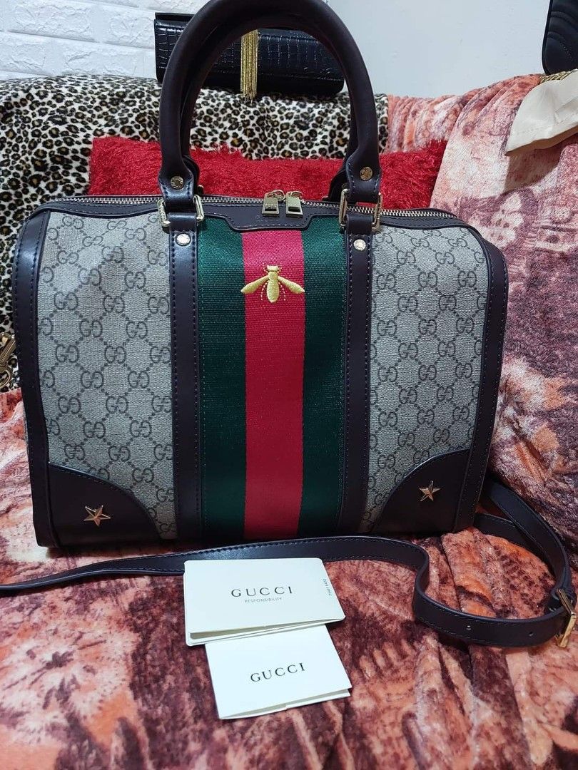 Preloved Gucci boston 35 cm (Category: Luxury Bags & Wallets) located in Cebu City. Submitted by day.98 (Listing ID 1216003034, Image 1). Description: selected from japan surplus pvc real leather genuine leather coded with dust bag no flaws.
