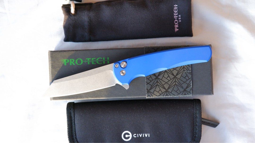 Protech Malibu and Civivi (Category: Knives & Chopping Boards) located in Pasig City. Submitted by jvsobre (Listing ID 1215992215, Image 3). Description: All 9/10 condition. As a pack only. Price is slightly negotiable if you’ll meet me in Astoria Plaza Ortigas Meet up is in Edsa Shangrila Mall or we can discuss. Shipping is also available. 09178059897 Protech Malibu Overall Length:7.50” Blade Length:3.25” Blade Material:CPM S45VN Finish:Stonewas