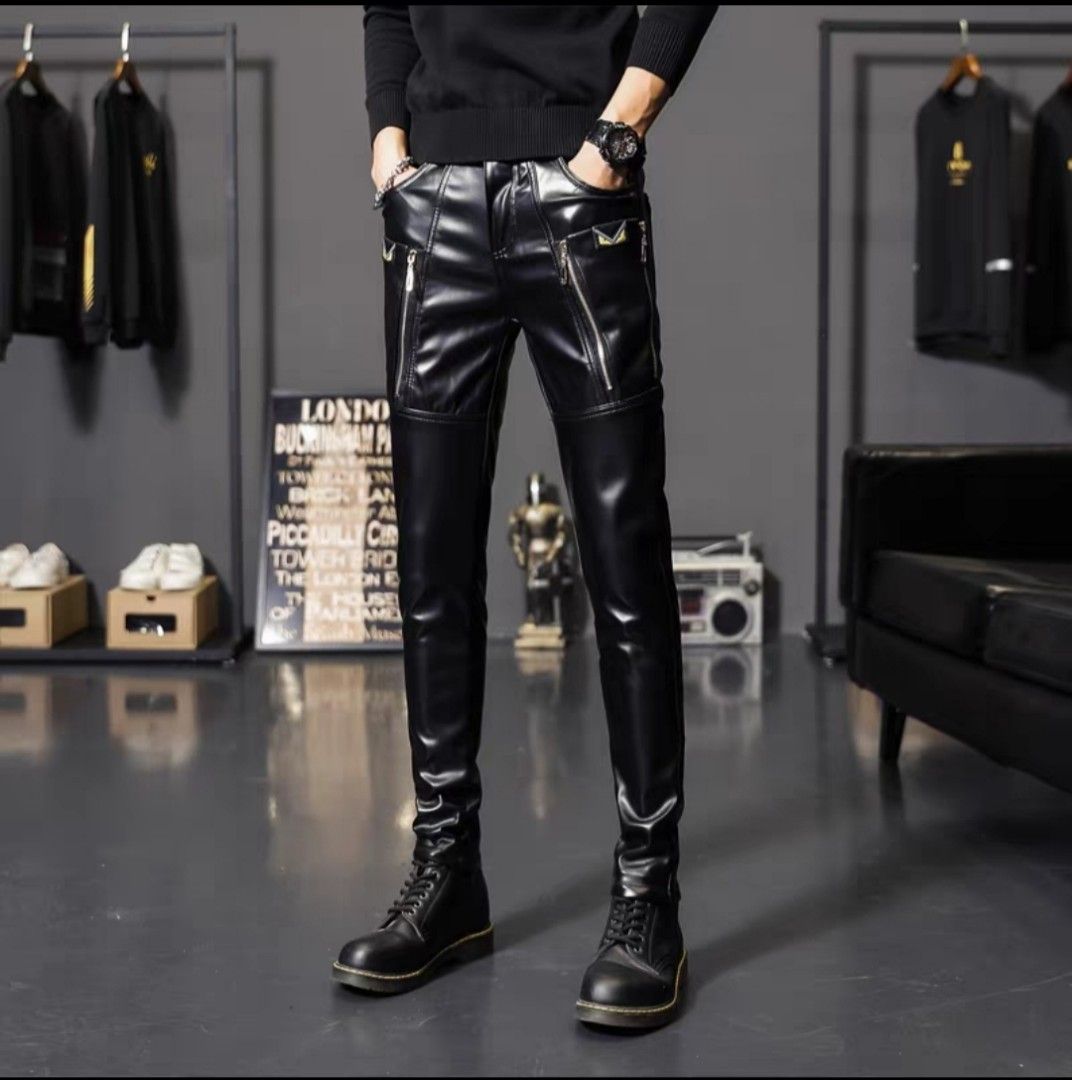 Men's fashion leather pants best sale