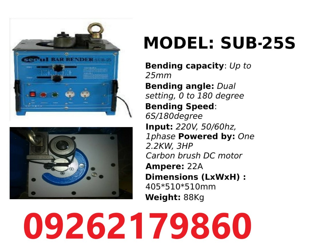 Electric Rebar Bender 25mm capacity Made In Korea Seoul Machinery