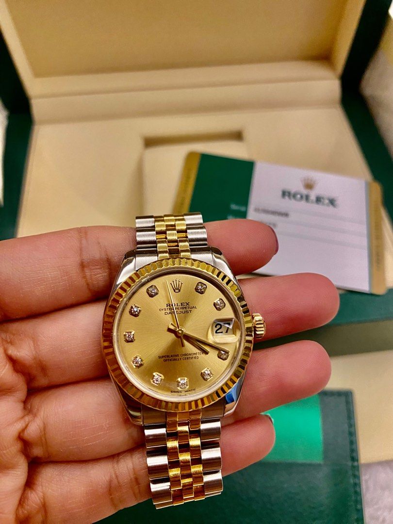 Rolex Lady-Datejust 31mm Yellow Gold Champagne Diamond Dial