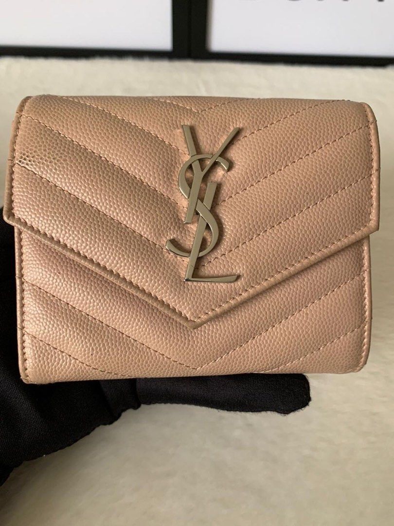 Ysl compact trifold wallet sales