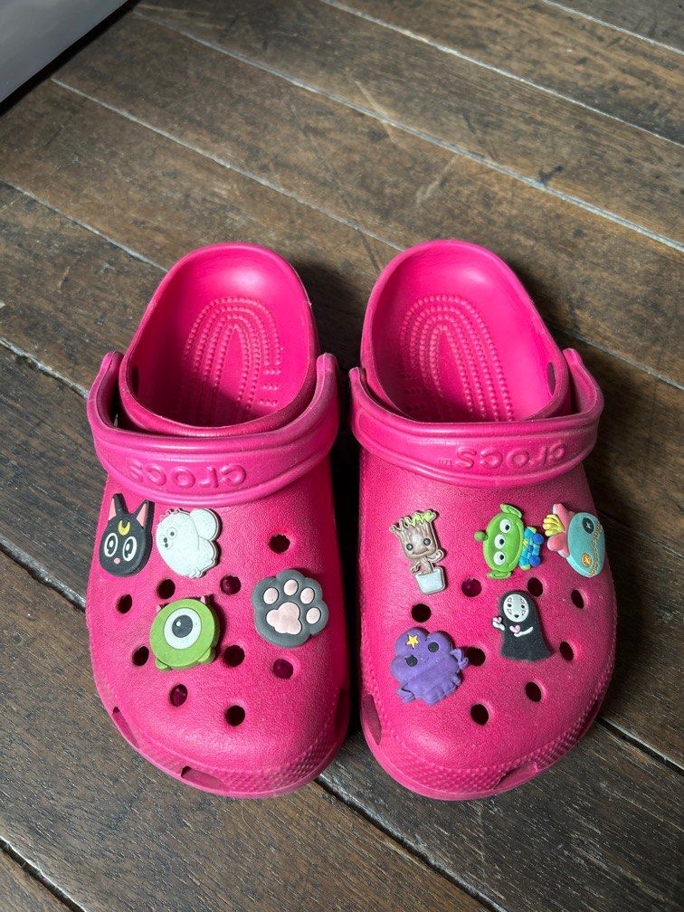 SALE CROCS ORIGINAL DARK PINK WITH FREE JIBBITZ Women s Fashion