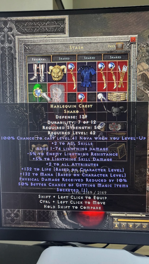 Shako with 5/5 light rainbow facet level up blue (NonLadder) Diablo 2