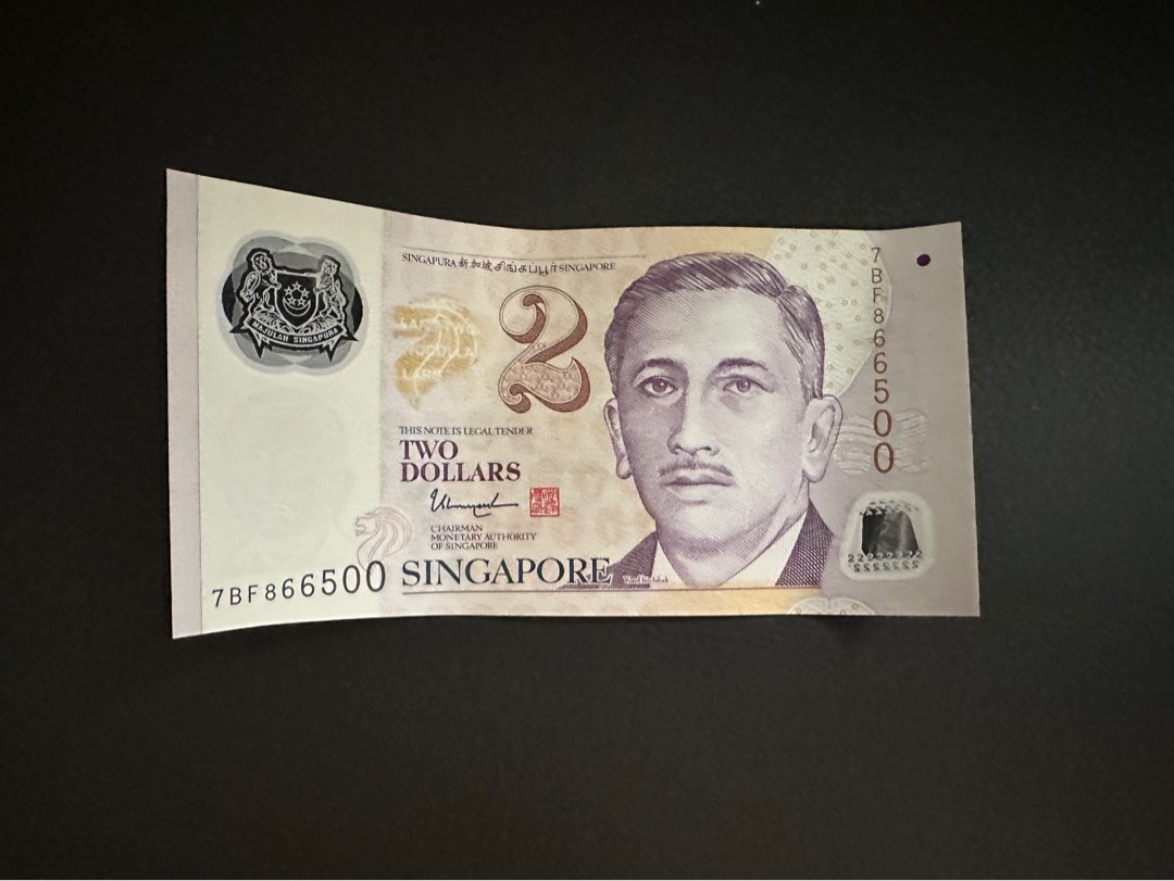 Singapore $2 Note with Nice Ending Number, Hobbies & Toys, Memorabilia ...