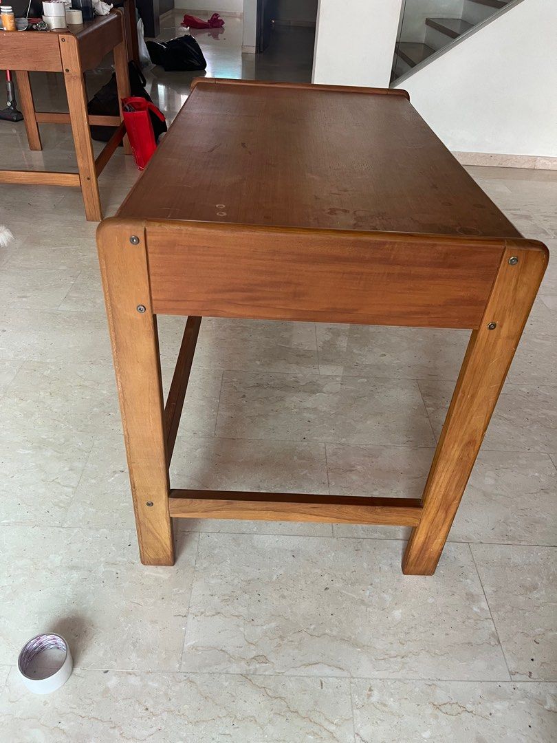 Solid wood study table, Furniture & Home Living, Furniture, Tables ...