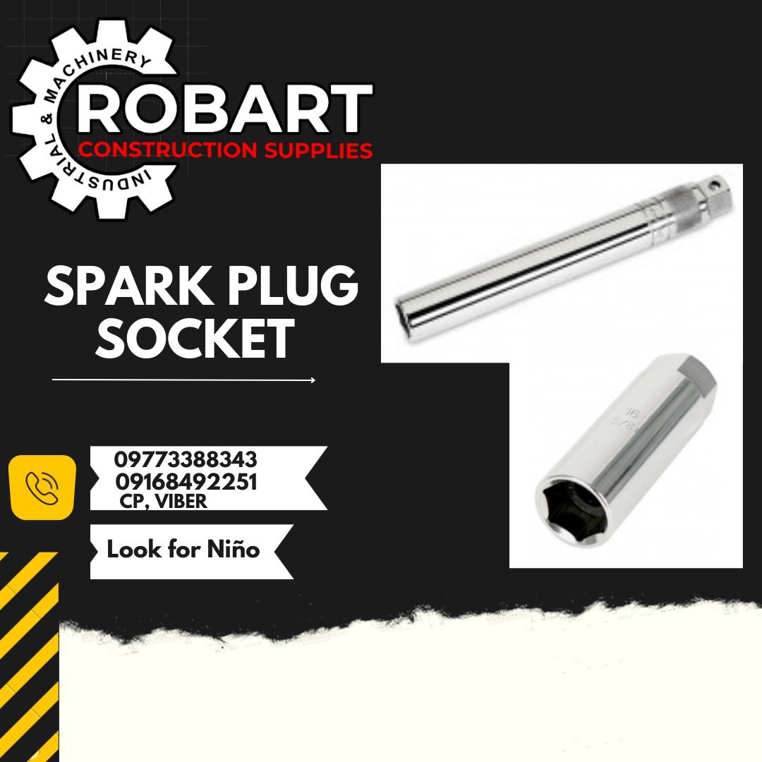 SPARK PLUG SOCKET (Category: Construction Tools & Equipment) located in Manila. Submitted by ninoparede24925 (Listing ID 1215888729, Image 1). Description: SPARK PLUG SOCKET Product Code: -0736-6016 3/8sd. x 16mm x 90mmL -0736-6014 3/8sd. x 14mm x 90mmL -0736-6114 3/8sd. x 14mm x 250mmL -0736-6116 3/8sd. x 16mm x 250mmL Brand:LOTA - - for faster transaction: look for:Niño Paredes call/text/viber:09168492251 :09773388343 or direct message #RobartC