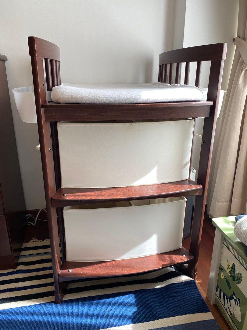 STOKKE CARE Change Table (Walnut + Bundle), Babies & Kids, Baby Nursery
