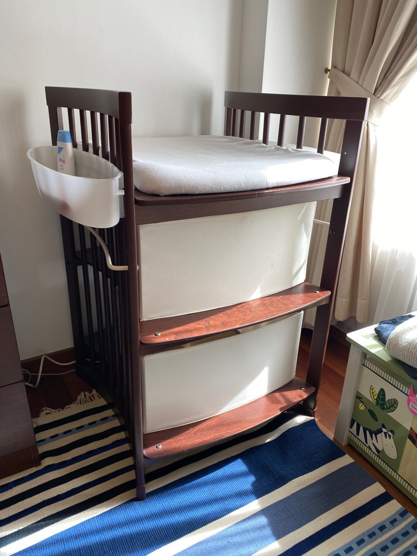 STOKKE CARE Change Table (Walnut + Bundle), Babies & Kids, Baby Nursery