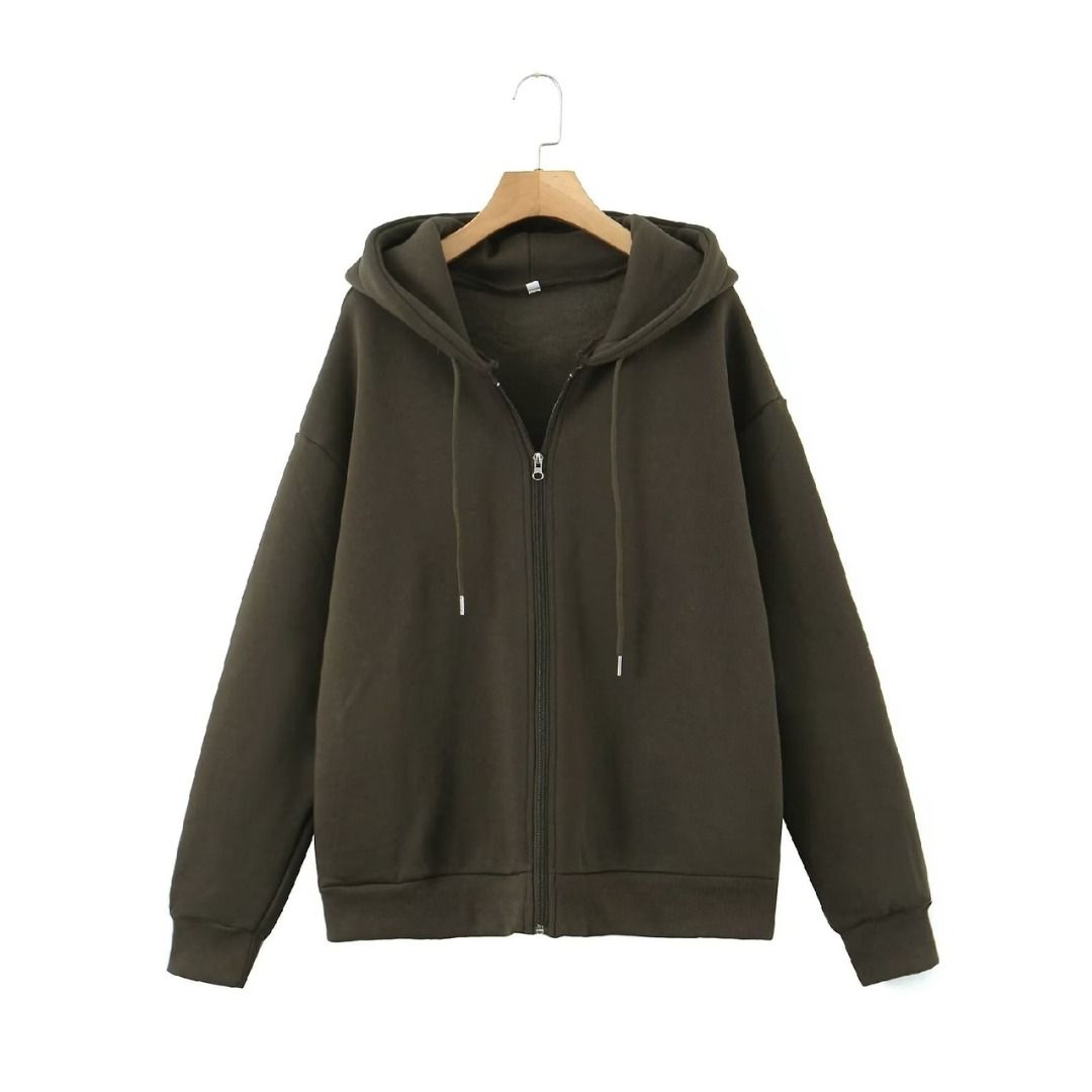 Sweater Wanita Polos dengan Hoodie Basic Korean Hoodie Jacket