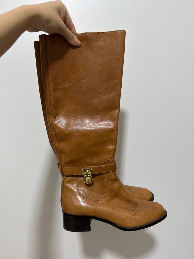 Vintage Michael kors knee high brown leather boots, Women's Fashion,  Footwear, Boots on Carousell