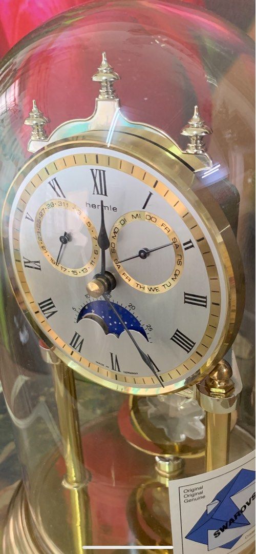 VINTAGE MOON PHASE Hermle Quartz Swarovski Crystal Rotating Crystal