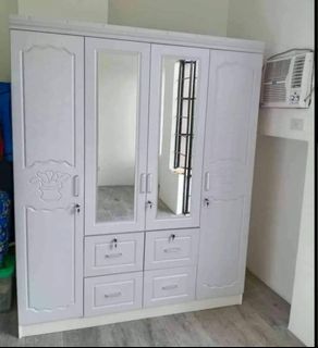 Wardrobe cabinet white 4 doors big