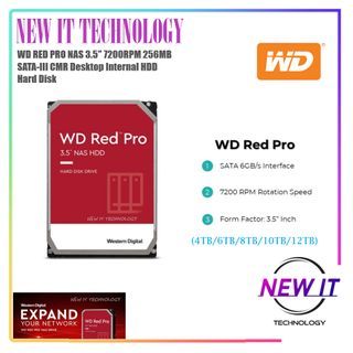 Western Digital WD RED PRO NAS 3.5" 7200RPM 256MB SATA-III CMR Desktop Internal HDD Hard Disk (4TB,6TB,8TB,10TB,12TB)