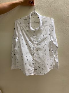White long sleeve blouse shirts size M