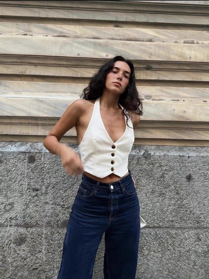 White halter outlet vest