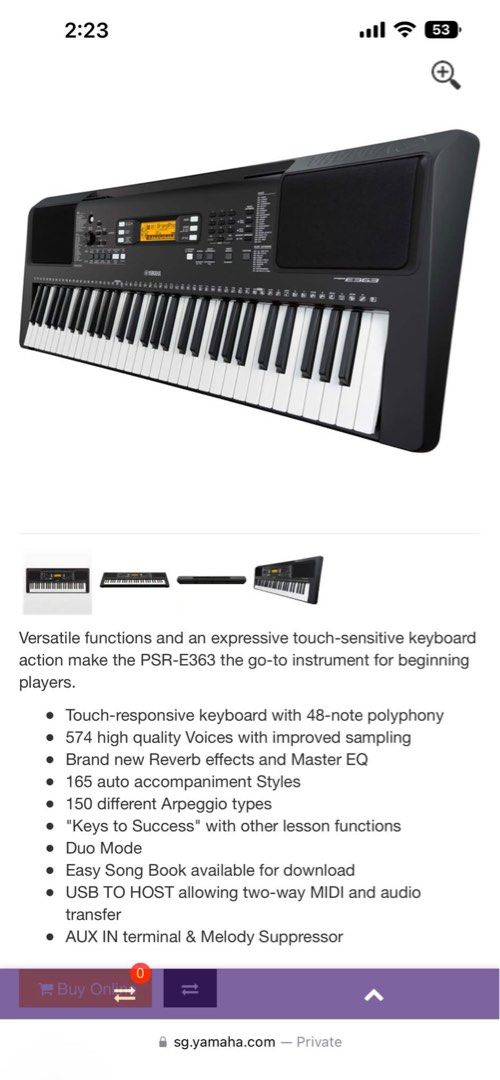 Yamaha Keyboard, Hobbies & Toys, Music & Media, Musical Instruments on