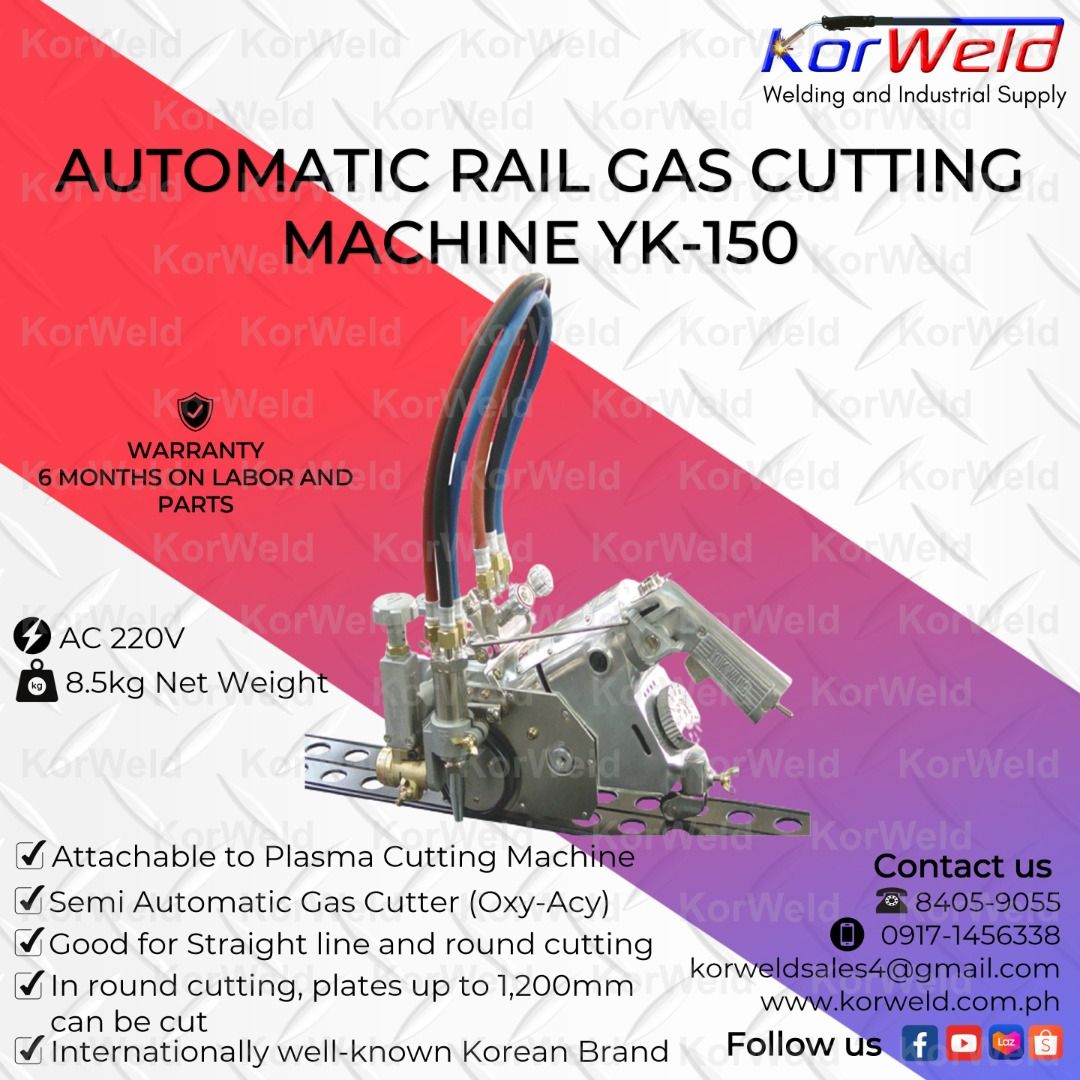 YUKWANG Automatic Rail Gas Cutting Machine YK150 (with 1.8mts rail