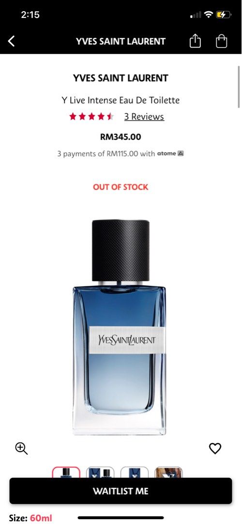 Yves Saint Laurent Y live intense Men Eau De toilette Beauty